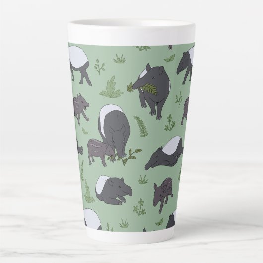Tapir Familiediner in het groen Latte Mok (Voorkant)