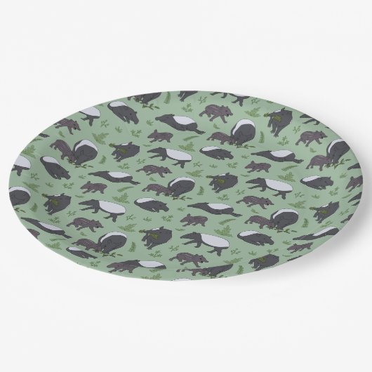 Tapir Familiediner in het groen Papieren Bordje (Gekanteld)