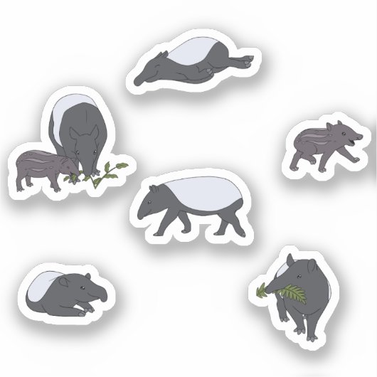 Tapir Familiediner in het groen Sticker (Voorkant)