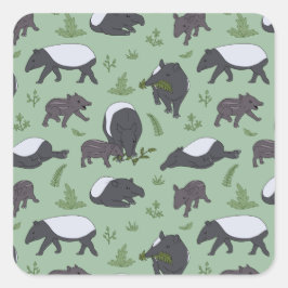 Tapir Familiediner in het groen Vierkante Sticker