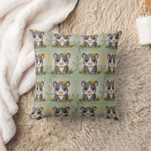 Tapir gele bloemenprint kussen