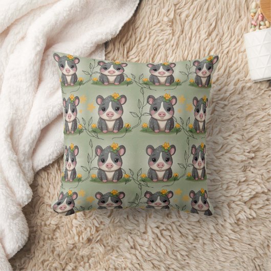 Tapir gele bloemenprint kussen (Deken)