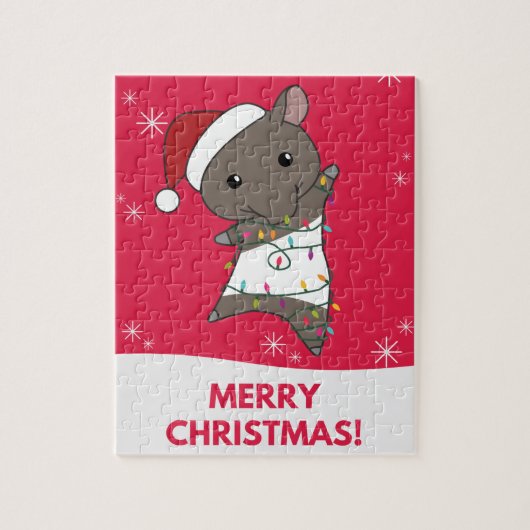 Tapir kersttapire winterdieren jigzaag Puzzl Legpuzzel (Verticaal)