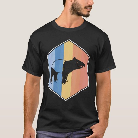 Tapir met retrokleuren in een hexagon t-shirt (Voorkant)