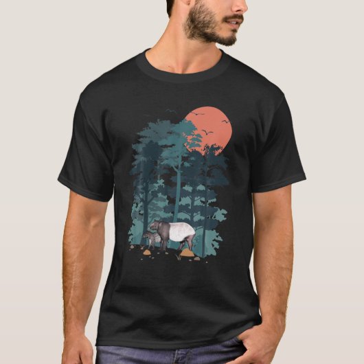 Tapir Mountain Pine Tree Sky-vogels vliegen naar d T-shirt (Voorkant)