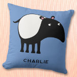 Tapir Persoonlijke naam Kussen<br><div class="desc">Een schattige Malayaanse Tapir voor dierenliefhebbers en bedreigde wilde dieren. Originele kunst van Nic Squirrell. Verander de naam of de tekst,  en verander de achtergrondkleur in het Hulpmiddel van het Ontwerp om aan te passen.</div>
