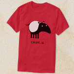 Tapir Persoonlijke naam T-shirt<br><div class="desc">Een schattige Malayaanse Tapir voor dierenliefhebbers en bedreigde wilde dieren. Originele kunst van Nic Squirrell. Verander de naam of de tekst om te personaliseren.</div>