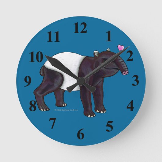 Tapir Wants Hugges Wall Clock Ronde Klok (Voorkant)