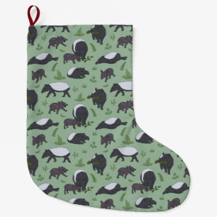 Tapirfamilie diner in het groen grote kerstsok