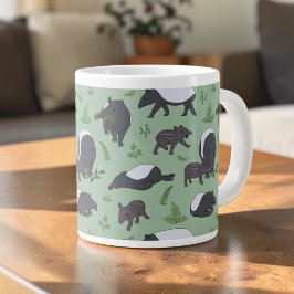 Tapirfamilie diner in het groen grote koffiekop