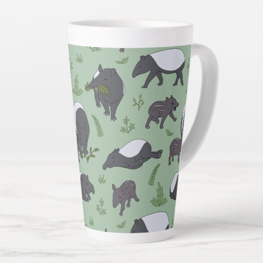 Tapirfamilie diner in het groen latte mok (Rechterhoek)