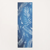 Tapis Blauwe Yoga-tapijt bedrukt met bladeren Yogamat (Voorkant)