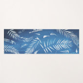 Tapis Blauwe Yoga-tapijt bedrukt met bladeren Yogamat (Voorkant (horizontaal))