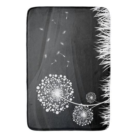 Tapis De Bain Pissenlit zwart-wit Badmat (Voorkant Verticaal)