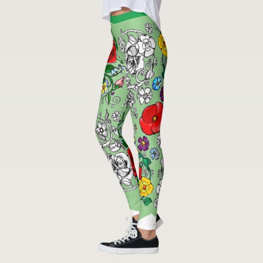 Tapis de fleurs au coquelicot leggings (Links)