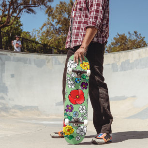 Tapis de fleurs au coquelicot persoonlijk skateboard