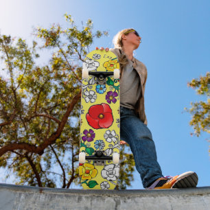 Tapis de fleurs au coquelicot persoonlijk skateboard