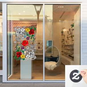 Tapis de fleurs au coquelicot raamsticker