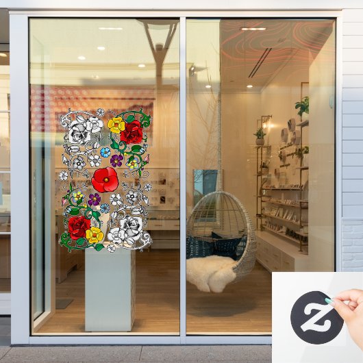 Tapis de fleurs au coquelicot raamsticker (Winkelraam)