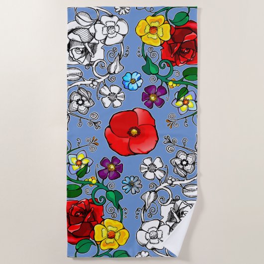 Tapis de fleurs au coquelicot strandlaken (Voorkant)