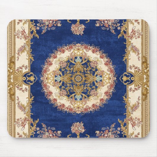 Tapis De Yoga Blauw en Gouden patroon Muismat (Voorkant)