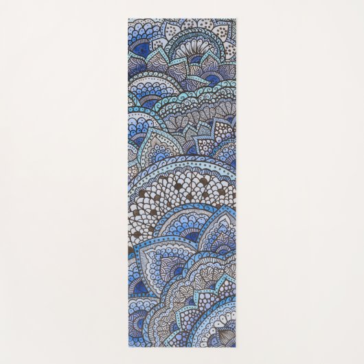 Tapis de yoga motif mandala bleu yogamat (Voorkant)
