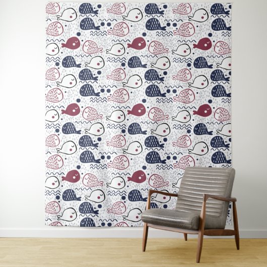 tapisserieën van het Cute Fish Pattern Wandkleed (In situ)