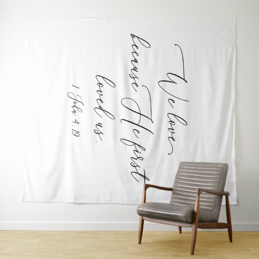 Tapiz Black text white wedding backdrop photo back Wandkleed (In Situ (horizontaal))