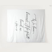 Tapiz Black text white wedding backdrop photo back Wandkleed (Voorkant (horizontaal))