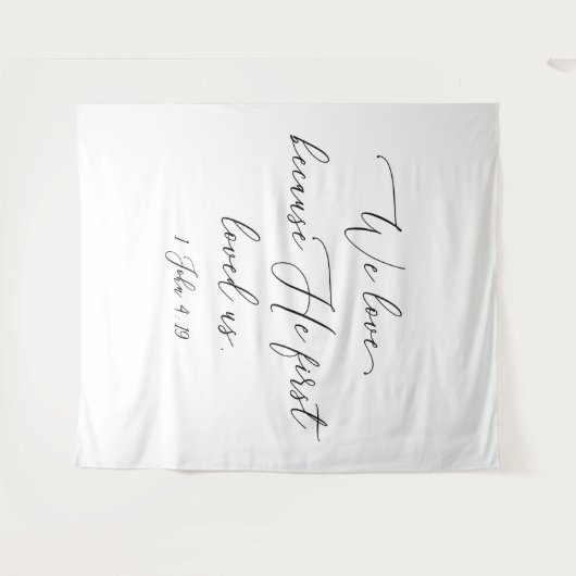 Tapiz Black text white wedding backdrop photo back Wandkleed (Voorkant (horizontaal))