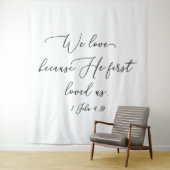 Tapiz Black text white wedding backdrop photo back Wandkleed (In situ)