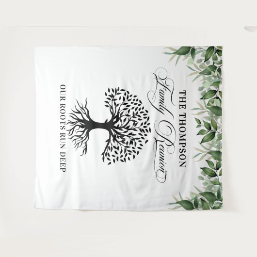 Tapiz Family reunion greenery tree backdrop banner Wandkleed (Voorkant (horizontaal))