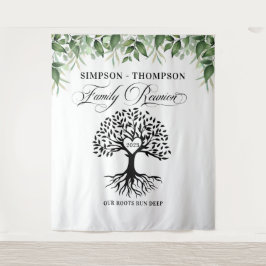 Tapiz Family reunion greenery tree backdrop banner Wandkleed