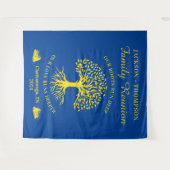 Tapiz Family reunion tree backdrop banner blue Wandkleed (Voorkant (horizontaal))
