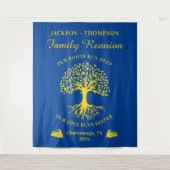 Tapiz Family reunion tree backdrop banner blue Wandkleed (Voorkant)