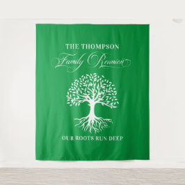 Tapiz Family reunion tree backdrop banner green Wandkleed