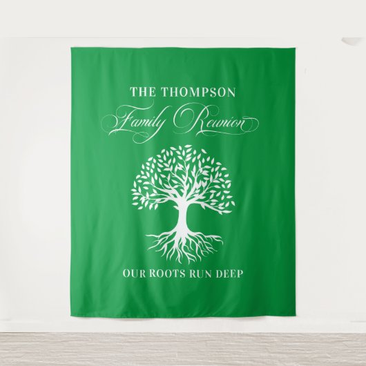 Tapiz Family reunion tree backdrop banner green Wandkleed (Voorkant)
