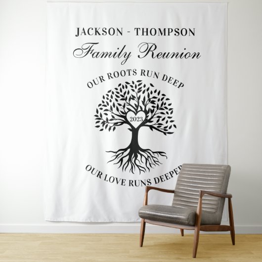 Tapiz Family reunion tree backdrop banner  Wandkleed (In situ)