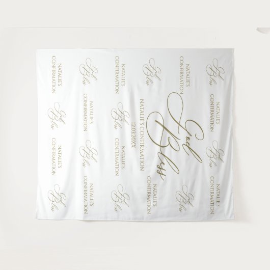 Tapiz God Bless Elegant gold photobooth backdrop Wandkleed (Voorkant (horizontaal))