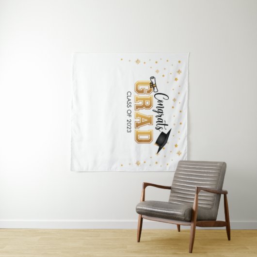 Tapiz Graduation backdrop banner Congrats GRAD Bac Wandkleed (In Situ (horizontaal))