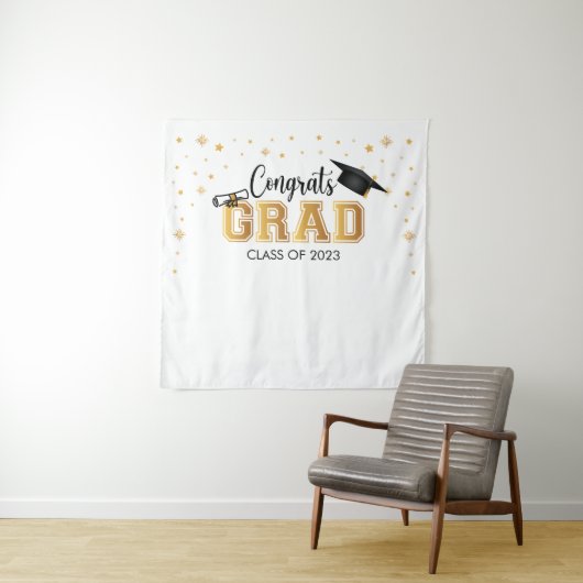 Tapiz Graduation backdrop banner Congrats GRAD Bac Wandkleed (In situ)