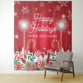 Tapiz Happy Holidays christmas banner backdrop  Wandkleed (In situ)