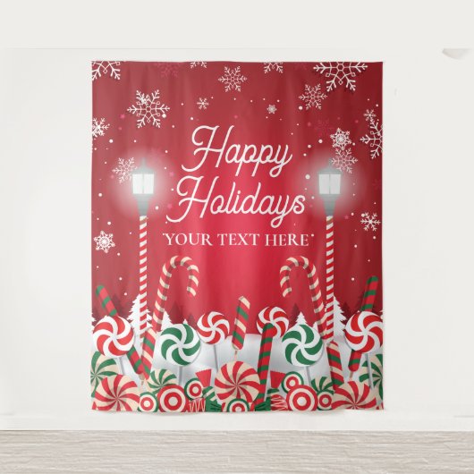 Tapiz Happy Holidays christmas banner backdrop  Wandkleed (Voorkant)