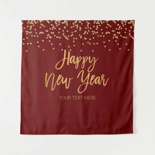 Tapiz Happy New Year gold text Backdrop banner Wandkleed (Voorkant)
