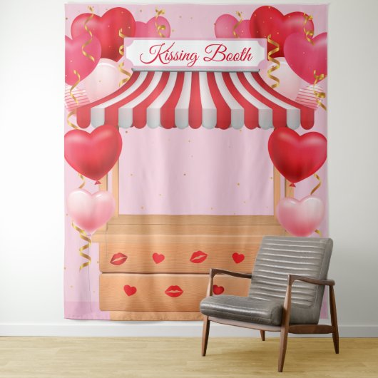 Tapiz Kissing Booth Valentine Day Love Backdrop Wandkleed (In situ)