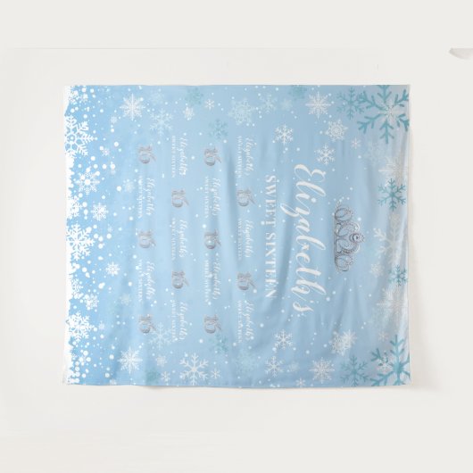 Tapiz Princess Winter Sweet 16 photobooth Backdrop Wandkleed (Voorkant (horizontaal))