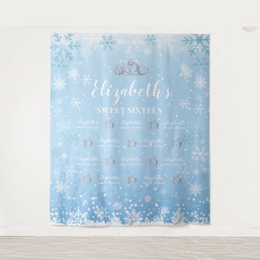 Tapiz Princess Winter Sweet 16 photobooth Backdrop Wandkleed (Voorkant)