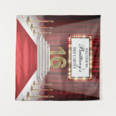 Tapiz Red Carpet 16th Birthday Backdrop banner Wandkleed (Voorkant (horizontaal))