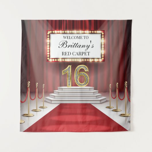 Tapiz Red Carpet 16th Birthday Backdrop banner Wandkleed (Voorkant)