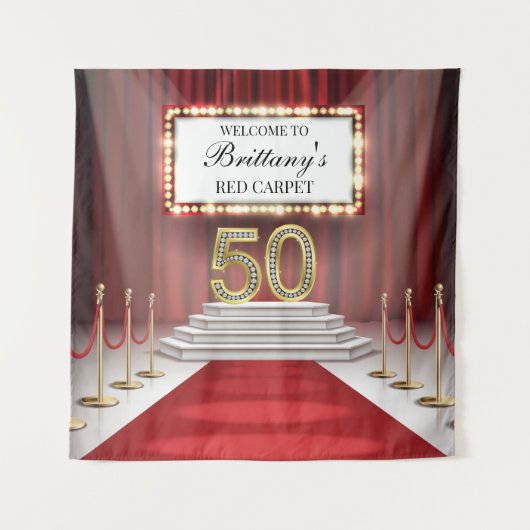 Tapiz Red Carpet 50th Birthday Backdrop banner Wandkleed (Voorkant)